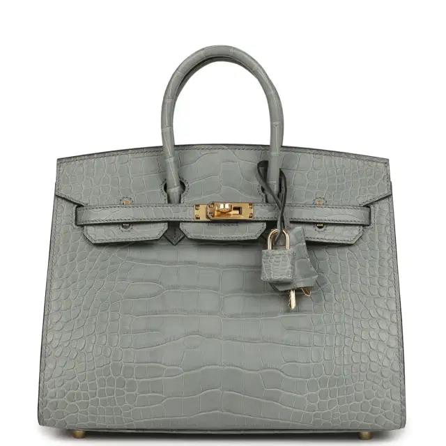 hermes Hermes Birkin Sellier 25 Gris Ciment Matte Alligator Gold Hardware