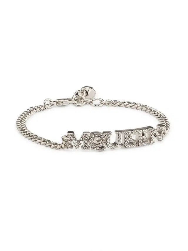 Women's Silvertone & Glass Crystal "" Logo Bracelet - Silver Grey