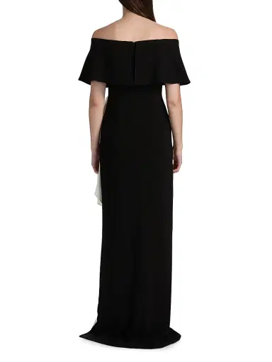 Teri Jon by Rickie Freeman Women's Two-Tone Off-the-Shoulder Column Gown - Black White | Thumbnail 5