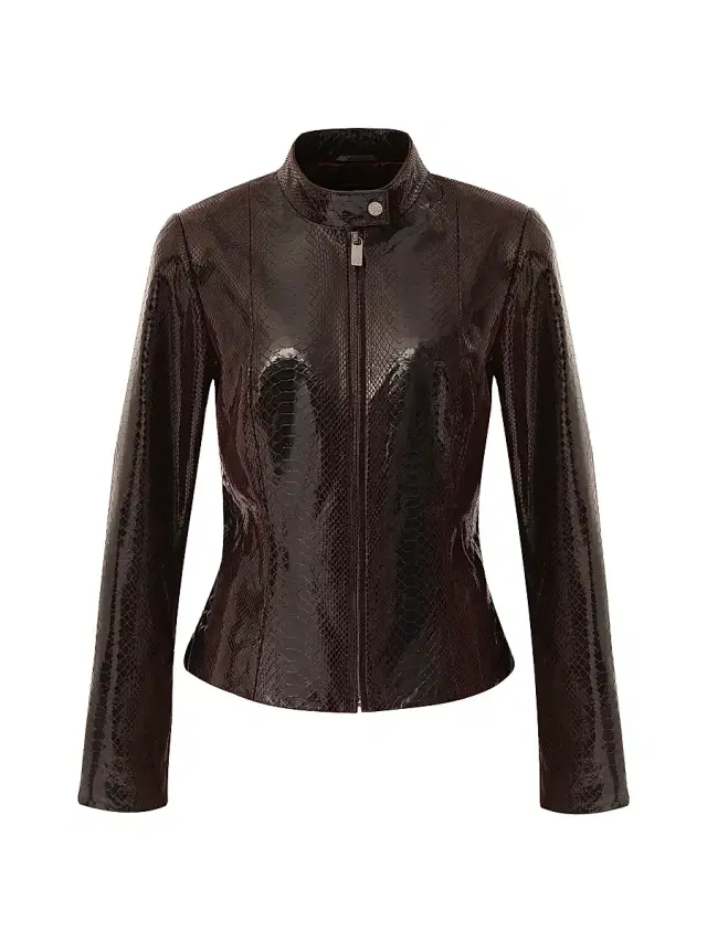 Gorski Women's Metis Suede Python Printed Zip Jacket - Burgundy