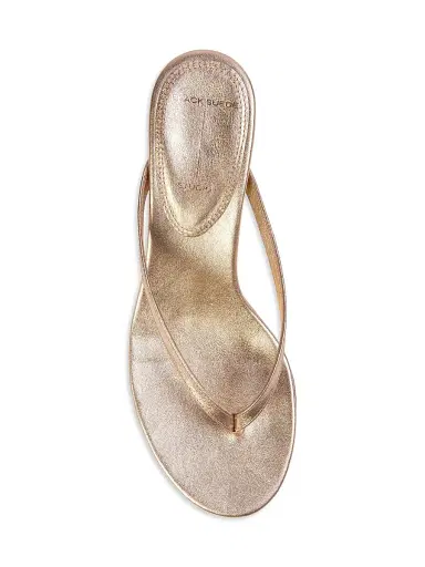 Black Suede Studio Women's Tash 50MM Metallic Thong Sandals - Gold Metallic Leather - Size 12 | Thumbnail 5