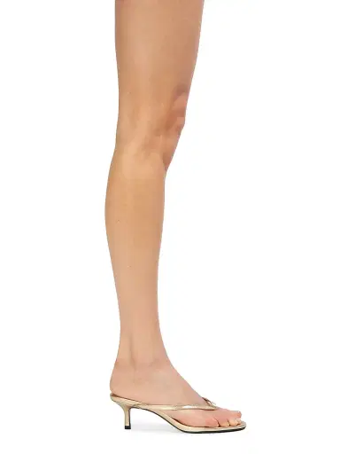 Black Suede Studio Women's Tash 50MM Metallic Thong Sandals - Gold Metallic Leather - Size 12 | Thumbnail 6