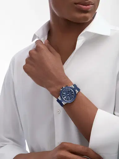 BVLGARI Women's Aluminum, Titanium & Rubber Chronograph Watch/41MM - Blue | Thumbnail 3 BVLGARI Women's Aluminum, Titanium & Rubber Chronograph Watch/41MM - Blue | Thumbnail 3