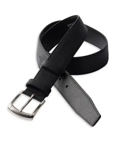 Prada Men's Saffiano Leather Belt - Black | Thumbnail 2 Prada Men's Saffiano Leather Belt - Black | Thumbnail 2