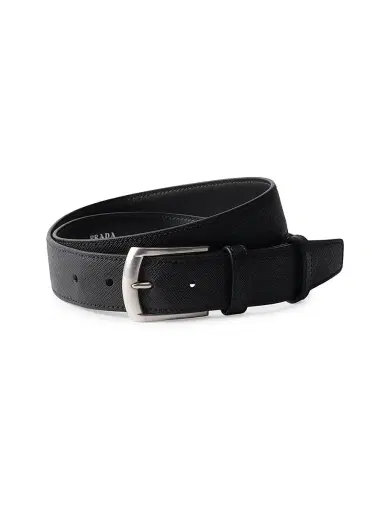 Prada Men's Saffiano Leather Belt - Black | Thumbnail 1 Prada Men's Saffiano Leather Belt - Black | Thumbnail 1