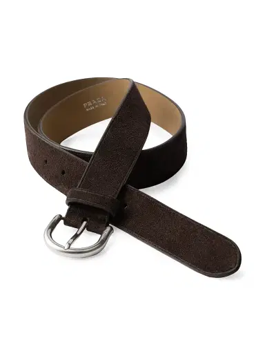 Prada Men's Suede Belt - Brown | Thumbnail 3