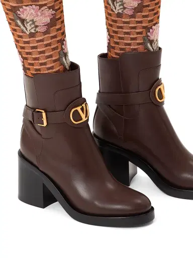 Valentino Garavani Women's VLogo Signature Calfskin Ankle 70MM Boots - Fondant | Thumbnail 7 Valentino Garavani Women's VLogo Signature Calfskin Ankle 70MM Boots - Fondant | Thumbnail 7
