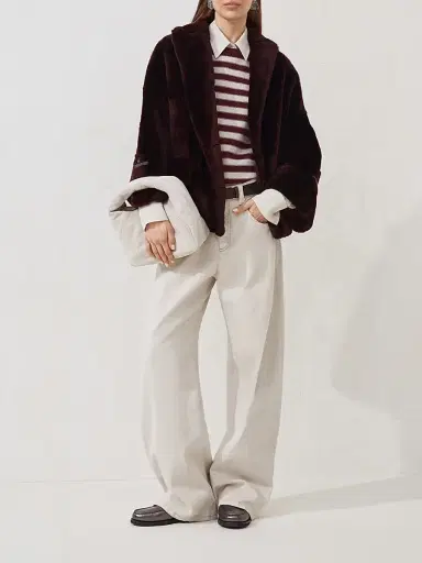 Brunello Cucinelli Women's Stretch Dyed Denim Loose Barrel Trousers - Cool Beige | Thumbnail 5 Brunello Cucinelli Women's Stretch Dyed Denim Loose Barrel Trousers - Cool Beige | Thumbnail 5