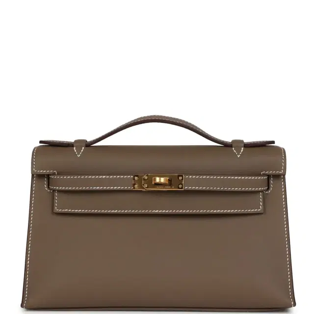 hermes Hermes Kelly Pochette Etoupe Swift Gold Hardware