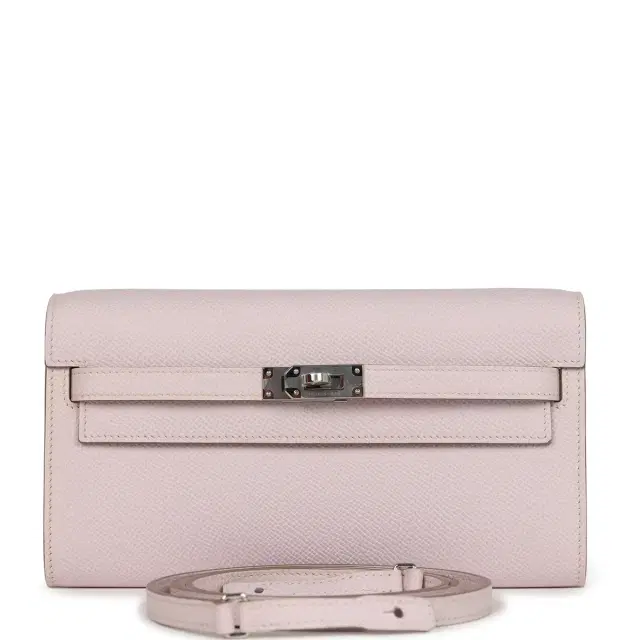 HERMÈS Hermes Kelly Wallet To Go Mauve Pale Epsom Palladium Hardware