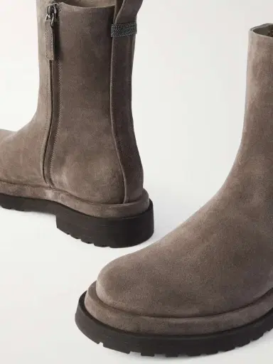 Brunello Cucinelli Bead-embellished Suede Ankle Boots | Thumbnail 4