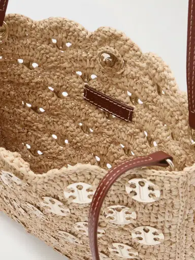 Rabanne Leather-trimmed Embellished Woven Raffia Shoulder Bag | Thumbnail 5