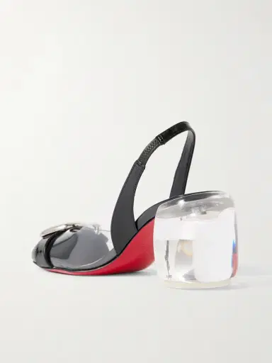 Christian Louboutin Minny Bubble 70 Buckled Glossed And Pvc Slingback Pumps | Thumbnail 3 Christian Louboutin Minny Bubble 70 Buckled Glossed And Pvc Slingback Pumps | Thumbnail 3