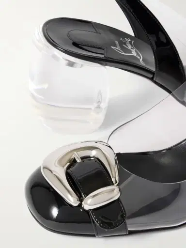 Christian Louboutin Minny Bubble 70 Buckled Glossed And Pvc Slingback Pumps | Thumbnail 4 Christian Louboutin Minny Bubble 70 Buckled Glossed And Pvc Slingback Pumps | Thumbnail 4