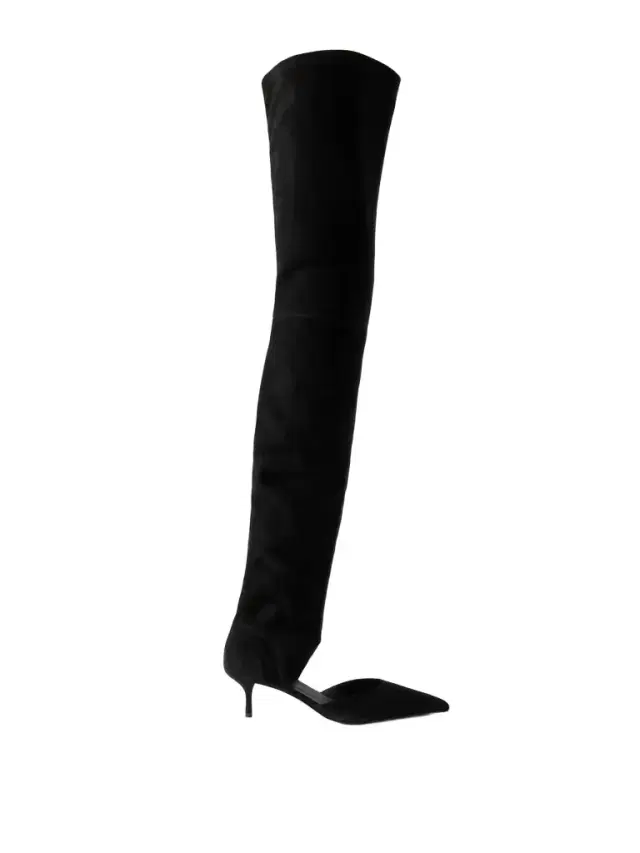 Cutout Stretch-suede Over-the-knee Boots