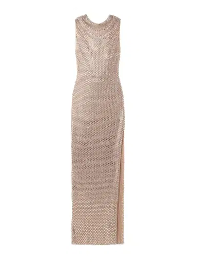 Self-Portrait Cutout Draped Crystal-embellished Mesh Gown | Thumbnail 1