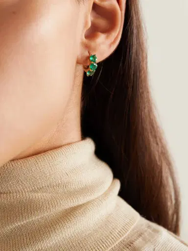 Ileana Makri 18-karat Gold Emerald Hoop Earrings | Thumbnail 2 Ileana Makri 18-karat Gold Emerald Hoop Earrings | Thumbnail 2