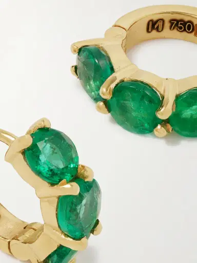 Ileana Makri 18-karat Gold Emerald Hoop Earrings | Thumbnail 5 Ileana Makri 18-karat Gold Emerald Hoop Earrings | Thumbnail 5