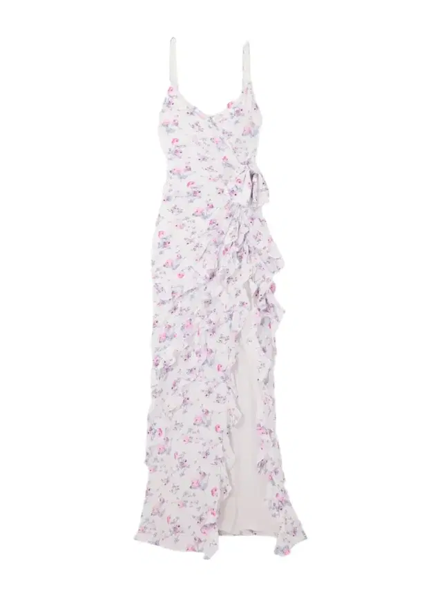 Ruffled Floral-print Silk-satin Gown