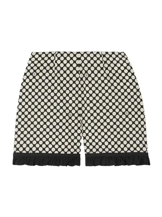 High-rise Ruffled Polka-dot Cotton-poplin Shorts