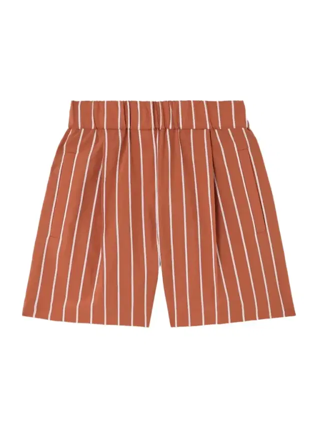 Striped Cotton-blend Poplin Shorts