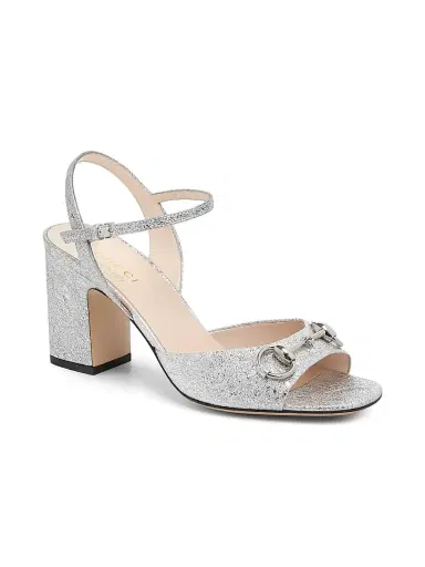 Gucci Women's Lady Horsebit 75MM Metallic Leather Sandals - Silver | Thumbnail 2 Gucci Women's Lady Horsebit 75MM Metallic Leather Sandals - Silver | Thumbnail 2