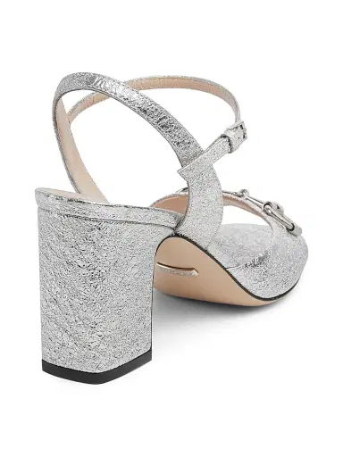 Gucci Women's Lady Horsebit 75MM Metallic Leather Sandals - Silver | Thumbnail 3 Gucci Women's Lady Horsebit 75MM Metallic Leather Sandals - Silver | Thumbnail 3