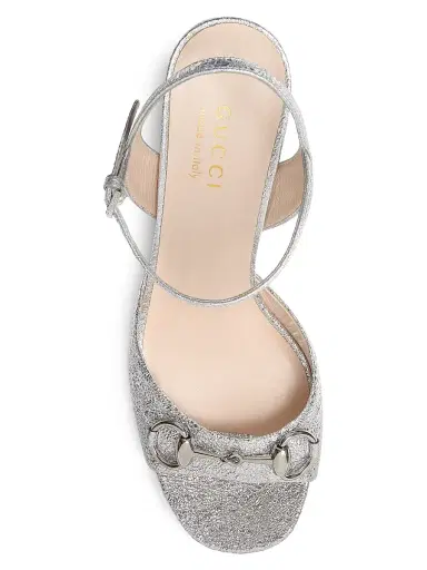 Gucci Women's Lady Horsebit 75MM Metallic Leather Sandals - Silver | Thumbnail 4 Gucci Women's Lady Horsebit 75MM Metallic Leather Sandals - Silver | Thumbnail 4