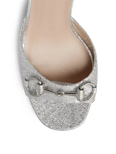 Gucci Women's Lady Horsebit 75MM Metallic Leather Sandals - Silver | Thumbnail 5 Gucci Women's Lady Horsebit 75MM Metallic Leather Sandals - Silver | Thumbnail 5