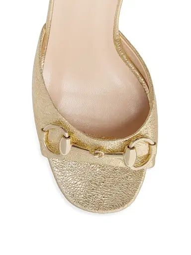 Gucci Women's Lady Horsebit 75MM Metallic Leather Sandals - Silver | Thumbnail 10 Gucci Women's Lady Horsebit 75MM Metallic Leather Sandals - Silver | Thumbnail 10