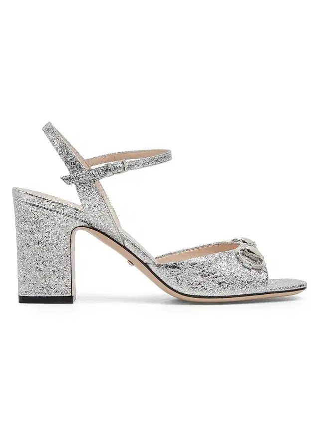 Women's Lady Horsebit 75MM Metallic Leather Sandals - Silver