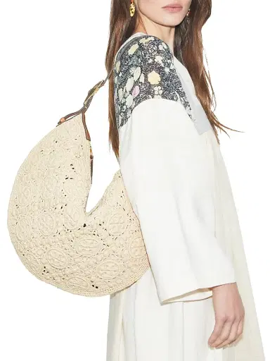 Tory Burch Women's Monogram Raffia Hobo Bag - Natural | Thumbnail 2