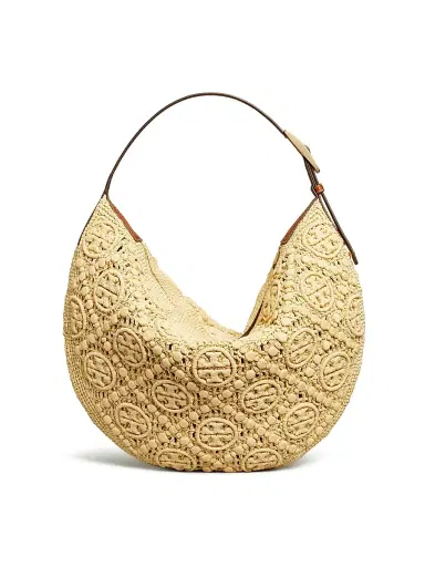 Tory Burch Women's Monogram Raffia Hobo Bag - Natural | Thumbnail 4