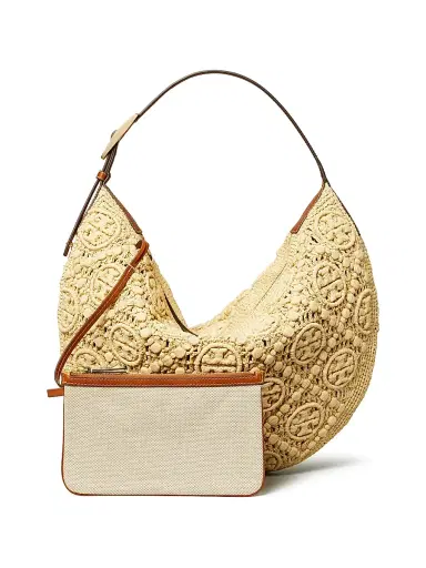 Tory Burch Women's Monogram Raffia Hobo Bag - Natural | Thumbnail 6