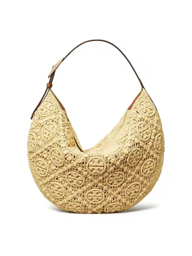 Tory Burch Women's Monogram Raffia Hobo Bag - Natural | Thumbnail 1