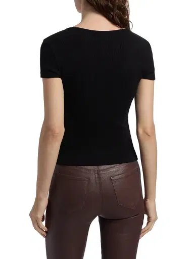L'Agence Women's Brynlee Scoopneck T-Shirt - Black - Size XL | Thumbnail 5