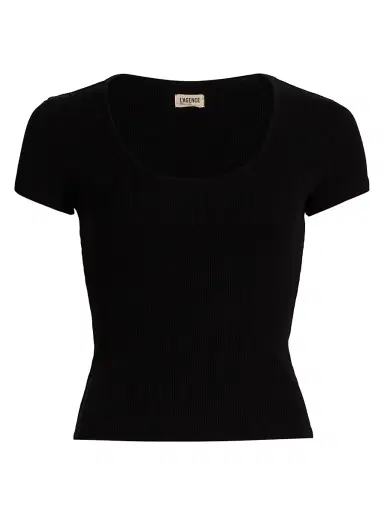 L'Agence Women's Brynlee Scoopneck T-Shirt - Black - Size XL | Thumbnail 1
