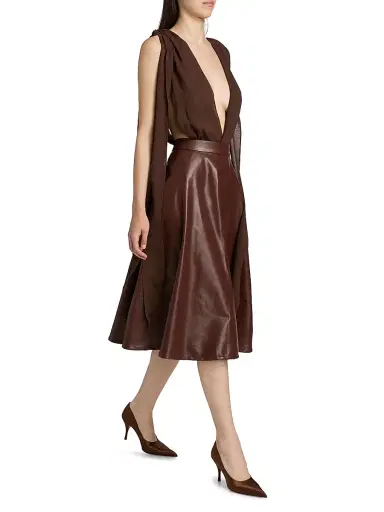 Mariandree Gaitan Women's Katty Faux Leather Midi-Skirt - Brown - Size Large | Thumbnail 2 Mariandree Gaitan Women's Katty Faux Leather Midi-Skirt - Brown - Size Large | Thumbnail 2