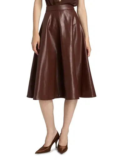 Mariandree Gaitan Women's Katty Faux Leather Midi-Skirt - Brown - Size Large | Thumbnail 3 Mariandree Gaitan Women's Katty Faux Leather Midi-Skirt - Brown - Size Large | Thumbnail 3