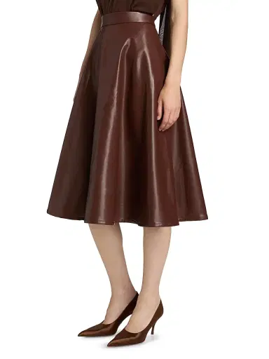 Mariandree Gaitan Women's Katty Faux Leather Midi-Skirt - Brown - Size Large | Thumbnail 4 Mariandree Gaitan Women's Katty Faux Leather Midi-Skirt - Brown - Size Large | Thumbnail 4