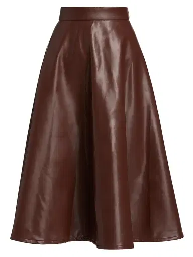 Mariandree Gaitan Women's Katty Faux Leather Midi-Skirt - Brown - Size Large | Thumbnail 1 Mariandree Gaitan Women's Katty Faux Leather Midi-Skirt - Brown - Size Large | Thumbnail 1