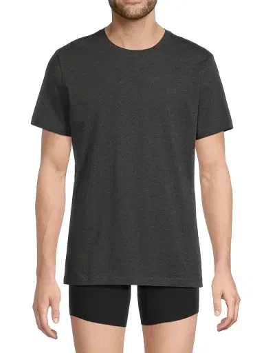 Mack Weldon Men's 3-Pack Cotton Crewneck T-Shirt - Charcoal Heather | Thumbnail 3