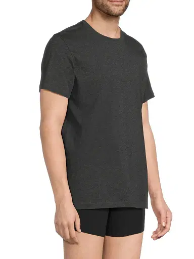 Mack Weldon Men's 3-Pack Cotton Crewneck T-Shirt - Charcoal Heather | Thumbnail 4