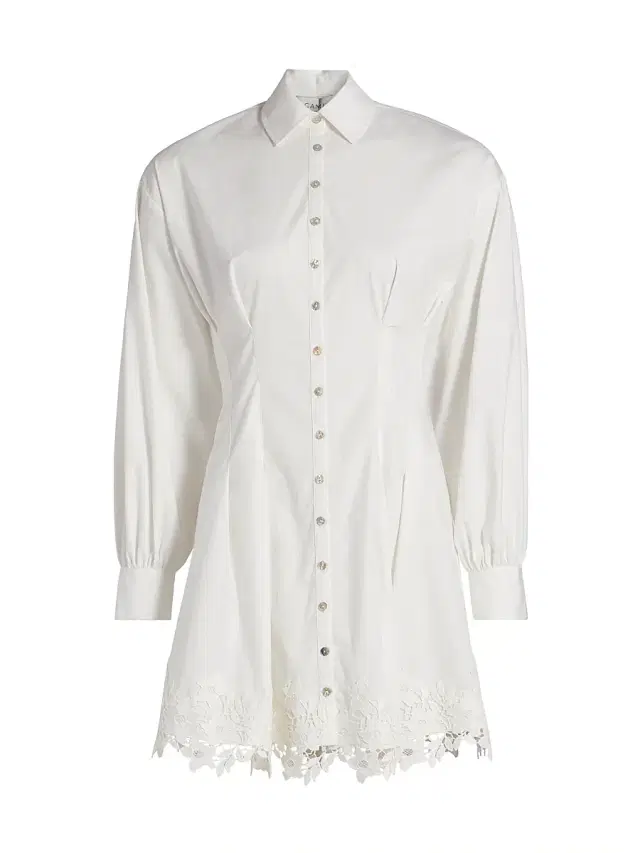 Cami NYC Women's Kimiko Lace-Trim Cotton Mini Shirtdress - Macadamia