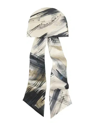 Eugenia Kim Women's Gigi Printed Satin Headscarf - Ivory Beige Navy | Thumbnail 2 Eugenia Kim Women's Gigi Printed Satin Headscarf - Ivory Beige Navy | Thumbnail 2