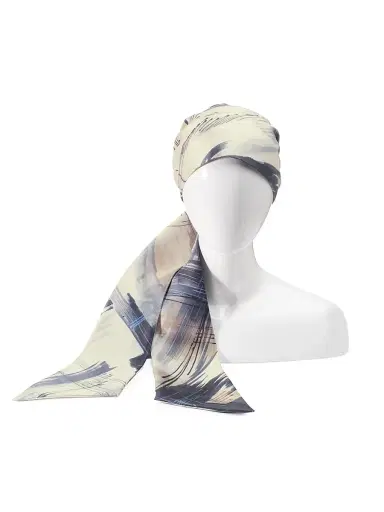 Eugenia Kim Women's Gigi Printed Satin Headscarf - Ivory Beige Navy | Thumbnail 3 Eugenia Kim Women's Gigi Printed Satin Headscarf - Ivory Beige Navy | Thumbnail 3