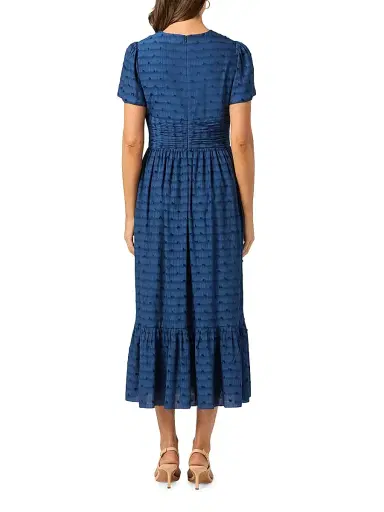 Shoshanna Women's Ferrera Swiss Dot Midi-Dress - Indigo | Thumbnail 3