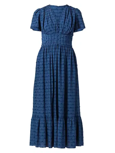 Shoshanna Women's Ferrera Swiss Dot Midi-Dress - Indigo | Thumbnail 1