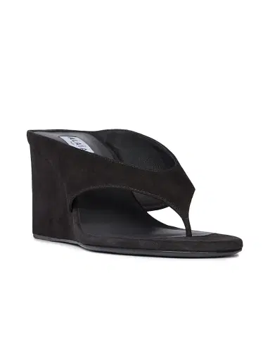 Alaïa Women's 75MM Slip-On Suede Wedge Sandals - Noir | Thumbnail 3 Alaïa Women's 75MM Slip-On Suede Wedge Sandals - Noir | Thumbnail 3