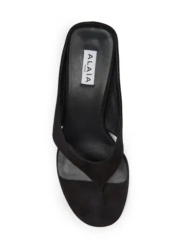 Alaïa Women's 75MM Slip-On Suede Wedge Sandals - Noir | Thumbnail 5 Alaïa Women's 75MM Slip-On Suede Wedge Sandals - Noir | Thumbnail 5